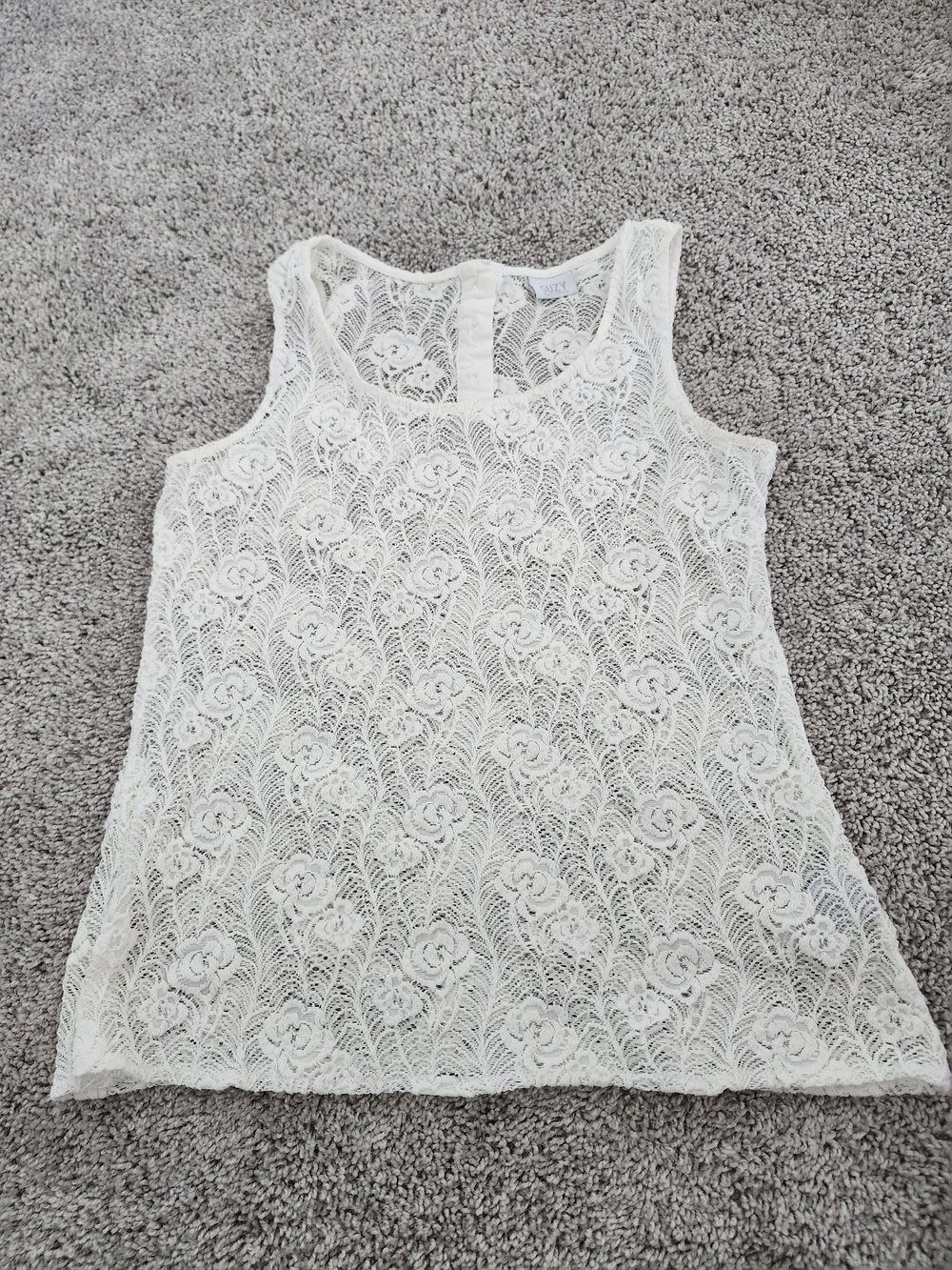 White Lace Camisole Sleeveless Layering Romantic Blouse Floral Small Size 2